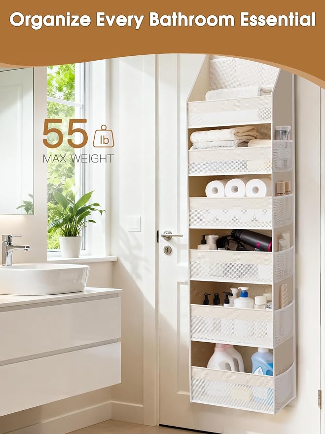Criusia Over the Door Organizer, 6-Shelf Closet Hanging Storage - Image 6