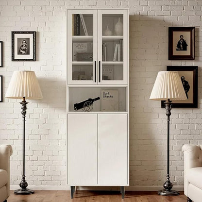TUSY 70.9“ H Bookcase with Doors, 6-Tier Bookshelf with Open Shelf, Display by TUSY
