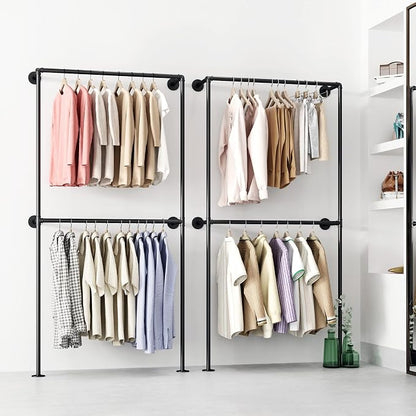 Industrial Pipe Clothing Rack Wall Mounted Garment Rack, Laundry Room - Image 4