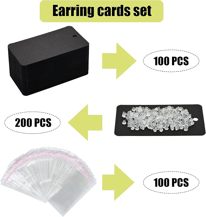Twavang Earring Card Holder Set, 100 Pairs Clear Earring Backs - Image 3