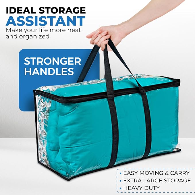 2 Pack Clear Large Moving Bags, Heavy Duty Storage Bags, College Totes - Image 4