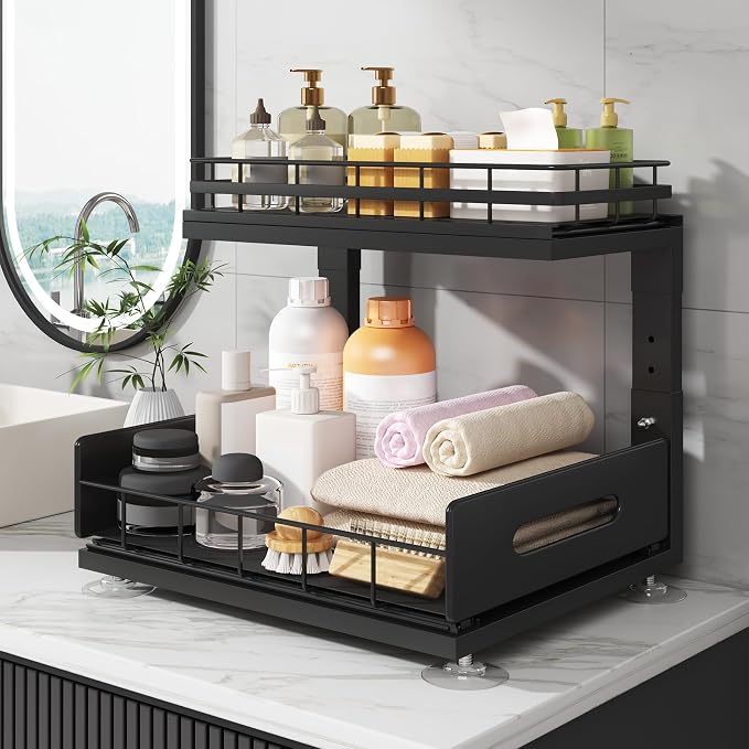 Under Sink Organizer Upgrade To Professional Rails, 2-Tier Dual Pull Out - Image 7