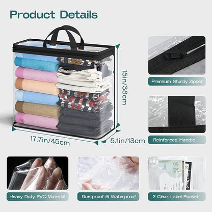 5PACK Clear Zippered Storage Bags - Image 2