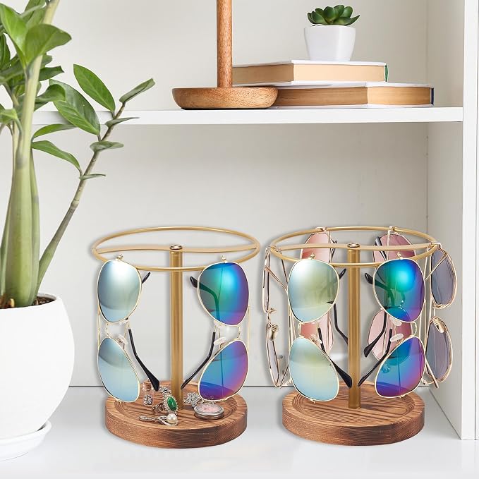 Sunglasses Organizer Wood Glasses Holder Stand, Metal Sunglass Storage Display - Image 5