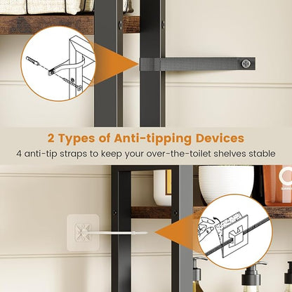 Asgolion Over-The-Toilet Storage Rack, 3-Tier Bathroom Shelves Over Toilet | - Image 6