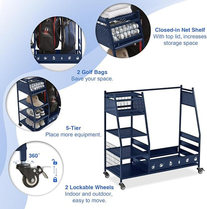 Lauren&Harold Golf Bag Organizer Garage Storage, Golf Storage Rack Stand Fits 2 - Image 4