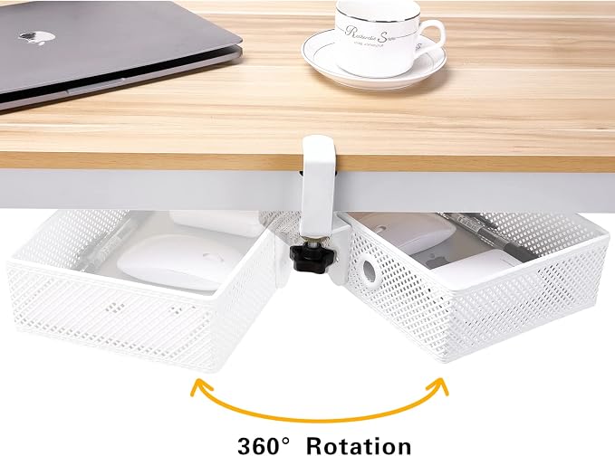 Mesh Desk Organizer and Clamp-on Swivel Pencil Drawer, Desk Hidden Desk - Image 3