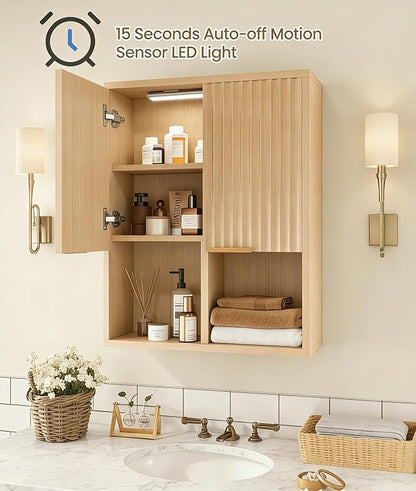 HAIOOU Fluted Bathroom Wall Cabinet - Image 4