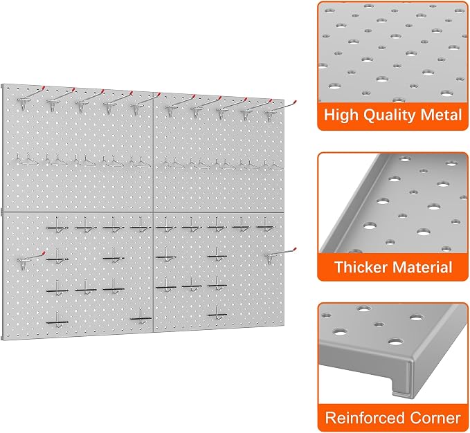 TORACK 4Pcs 12"x16" Metal Pegboard Panels - Image 5
