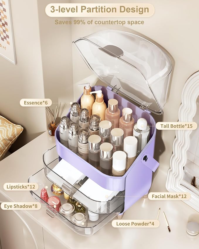 Makeup Organizer Countertop, Skincare Holder Bathroom Counter Organizer - Image 3