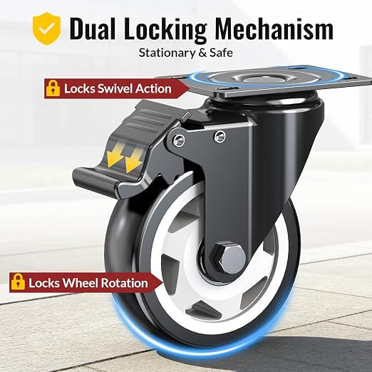 4 Inch Caster Wheels Set of 4 Heavy Duty - Image 5