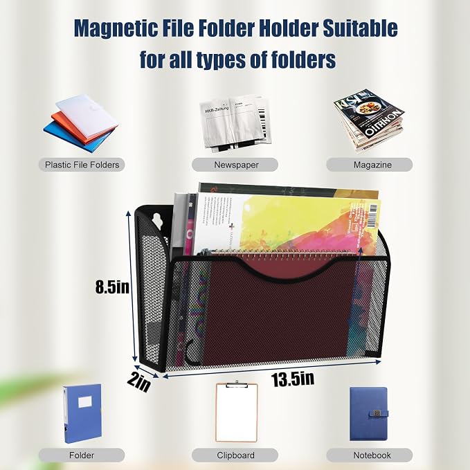 Magnetic File Holder 1 Pockets File Folder Organizer, Office Hanging Magazine - Image 4