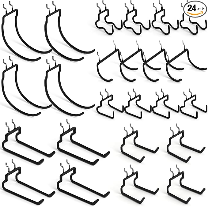 INCLY 24 Pack Heavy Duty Pegboard Hooks, 1/4" Pegboard Drill Holder Tool by INCLY