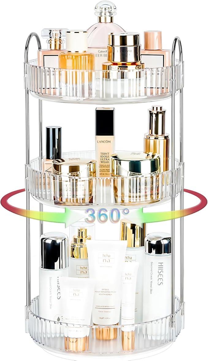 360 Rotating Makeup Organizer, 3 Tier Large Capacity Lazy Susan Bathroom by Niluks