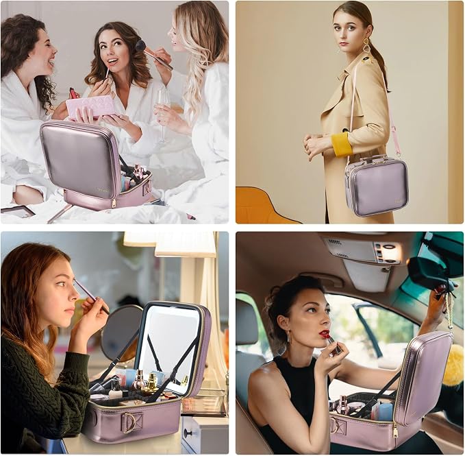 Mocado Travel Makeup Bag with LED Lighted Mirror, Travel Makeup Organizer - Image 7
