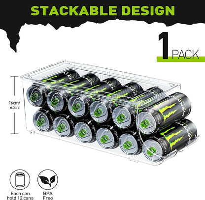 Soda Can Organizer for Refrigerator for Tall Cans of 16oz & 17oz, Stackable - Image 2
