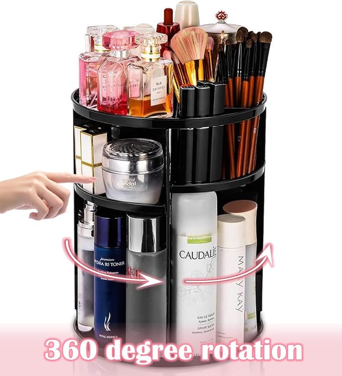 360 Rotating Makeup Organizer, Adjustable Bathroom Makeup Spinning Storage - Image 2