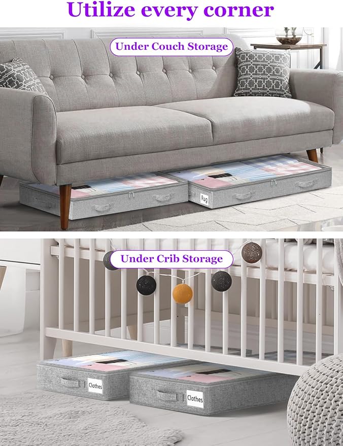 Below 4 Inches High Under Bed Storage, Low Profile Underbed Storage Containers - Image 7