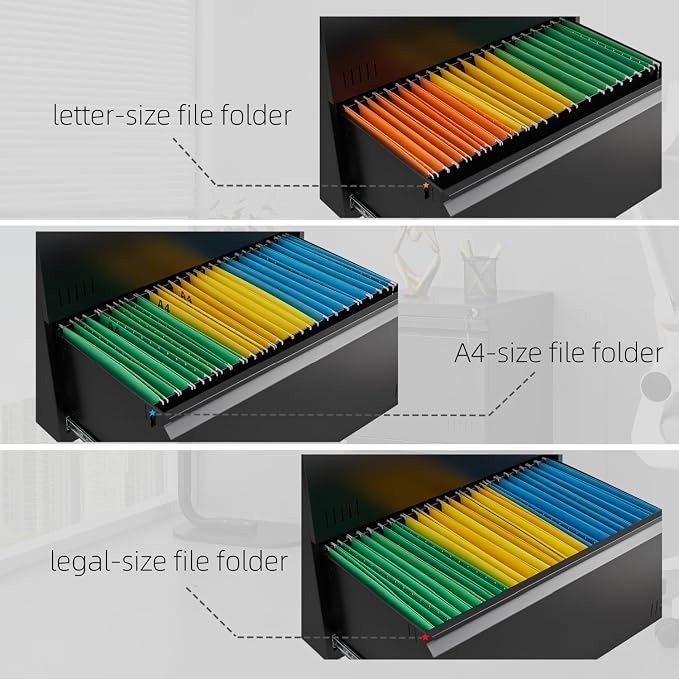 Metal File Cabinet with Lock, 3 Drawer Lateral File Cabinets - Image 4