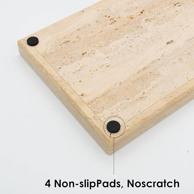 Real Natural Travertine Tray for Bathroom, Kitchen and Desktop, Rectangle - Image 4
