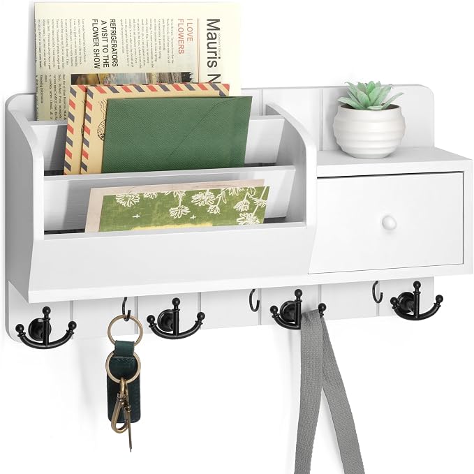 Rebee Vision Key Holder Wall Mount and Mail Organizer : Farmhouse Key and Mail by REBEEVISION