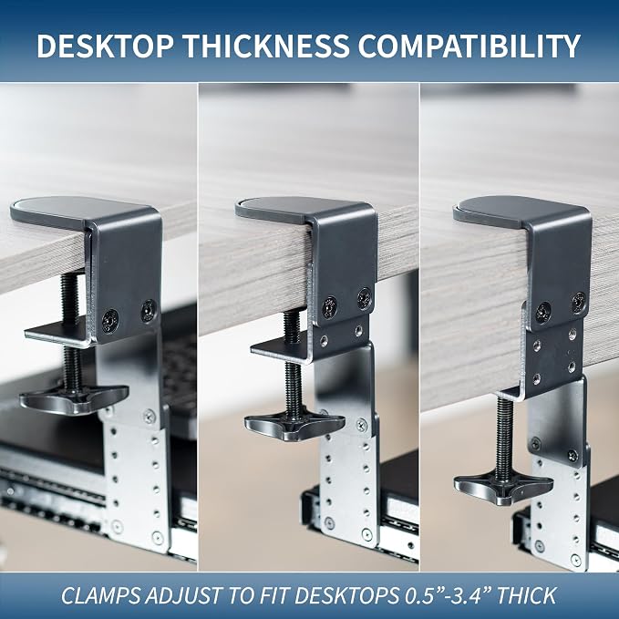 VIVO Large Height Adjustable Clamp-on Keyboard Tray, Extra Sturdy Pull Out - Image 6