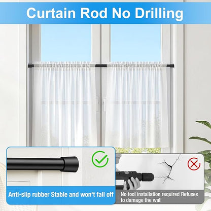 2 Pack Spring Loaded Tension Rod 27-38" Adjustable Curtain Rods No Drill - Image 6