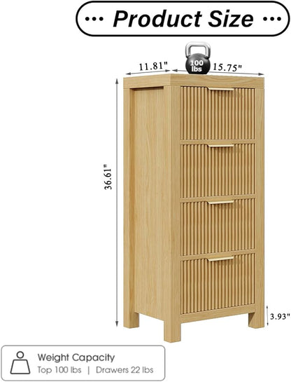 Mid-Century Modern Tall Wooden Dresser - Image 2