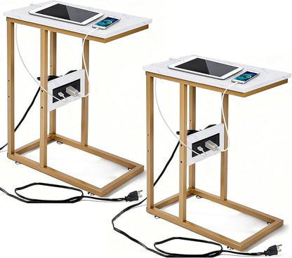 VECELO C Shaped End Side Table by VECELO
