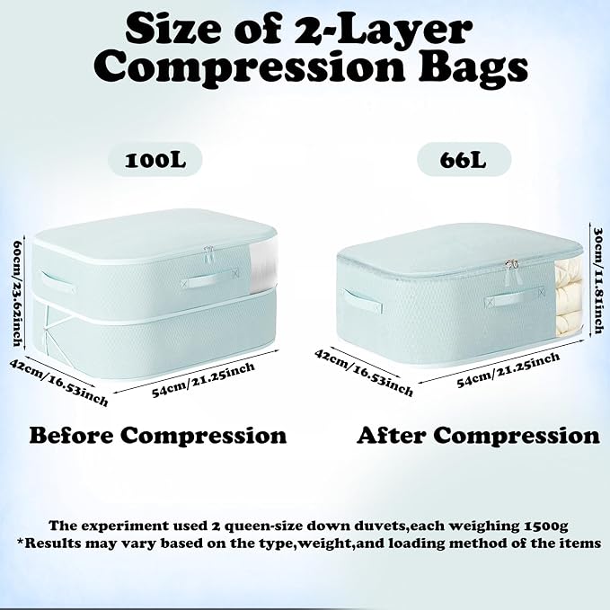 Compression Storage Bags for Bedding, 2 Pack Large Vacuum Sealer Bags - Image 2