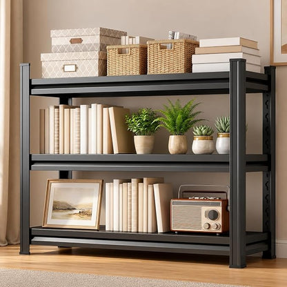 3 Tier Metal Bookshelf, Adjustable Tall Bookcase, Heavy Duty 1800 LBS Modern by BEESTMUEBLE