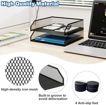 Natwind 2-Tier Stackable Paper Tray, Metal Mesh Desktop Organizer, A4 Paper - Image 4