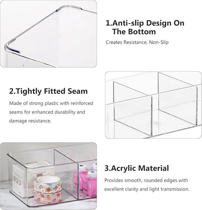 Acrylic Makeup Brush Organizers, 1 Pack 3 Section 3 Compartments Transparent - Image 4