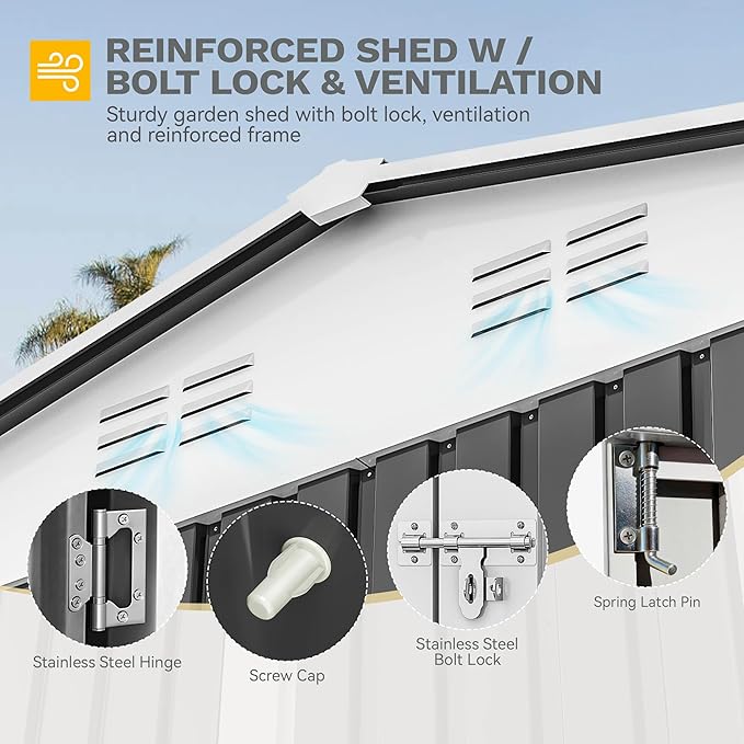 DWVO 10x10ft Large Tool Storage Shed - Image 6