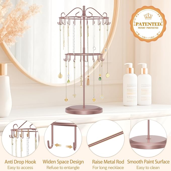 MODOWEY Rotating Necklace Holder Organizer Display Stand - Image 5