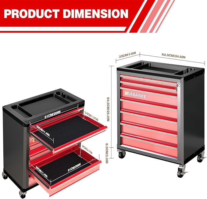 LARBANKE 7-Drawer Rolling Tool Chest - Image 3