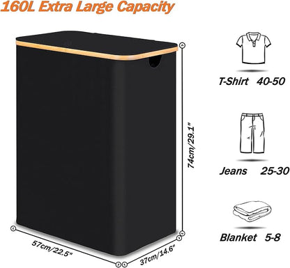 efluky Laundry Hamper with Lid, Trio Laundry Hamper with 3 Removable Bags - Image 2