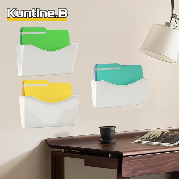 Kuntine.B 3 Pack White Single Pocket File Holder Hanging Wall Organizer - Image 7