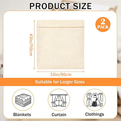 SATINIOR 2 Pack Extra Large 100% Cotton Mesh Laundry Bags 43 x 35 Inch Jumbo - Image 2