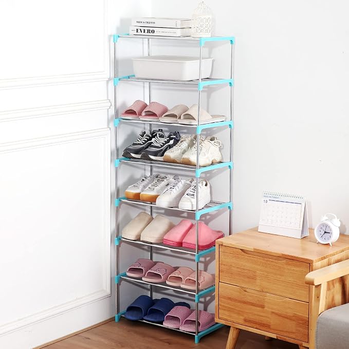Small Shoe Rack, Narrow Stackable Shoe Shelf Organizer | - Image 2