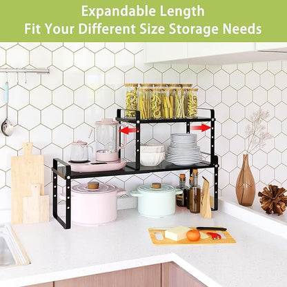 Across-Star Expandable Cabinet Shelf Organizer Rack, Stackable Kitchen Counter - Image 3