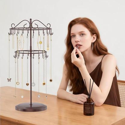 iDavosic.ly 2 Tier Rotating Necklace Holder Organizer - Image 3