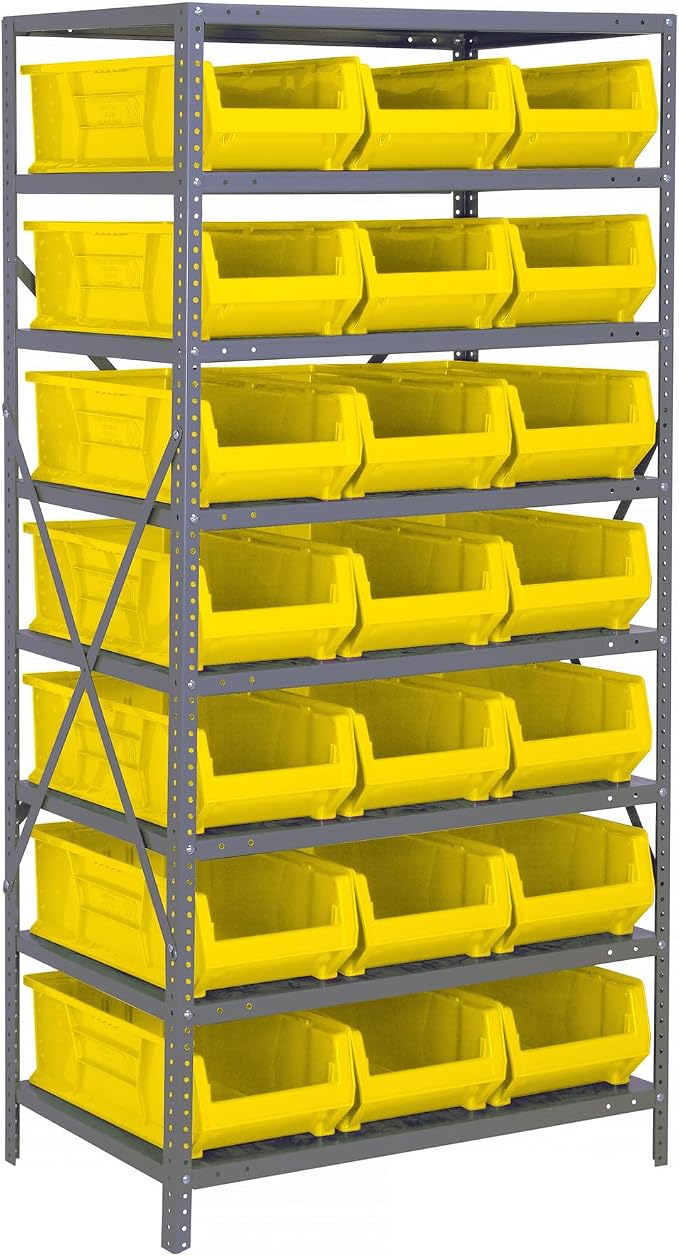 Quantum Storage Systems Wire Shelving Unit W/21 Yellow Bins by QuantumStorageSystems
