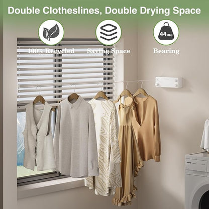 Danpoo Retractable Clothesline, 2x13.8ft Stainless Steel Clothes Line - Image 2
