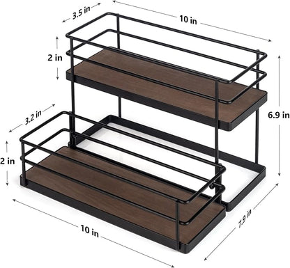 6 Bottle Capacity Coffee Syrup Organizer 2 Tier Coffee Syrup Stand Shelf - Image 3