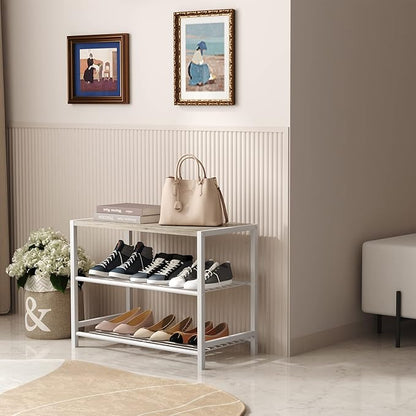 HOMEFORT 3-Tier Shoe Rack, Shoe Storage Shelf, Industrial Shoe Tower, Narrow - Image 4