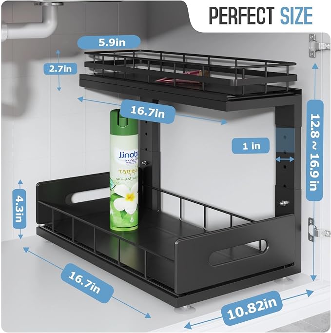 Under Sink Organizer Upgrade To Professional Rails, 2-Tier Dual Pull Out - Image 2