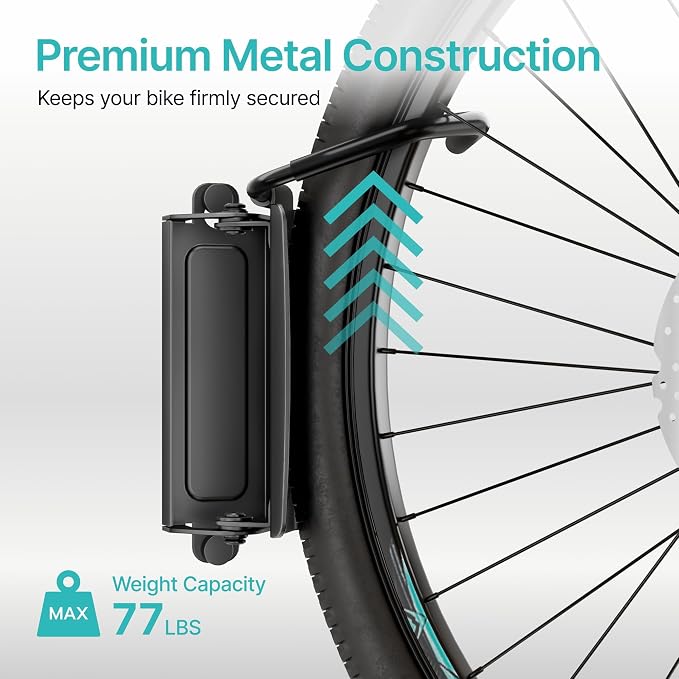 4 Pack Bike Rack Garage, Bike Wall Mount Heavy Duty, Holds 77 Lbs, Swivel Bike - Image 2