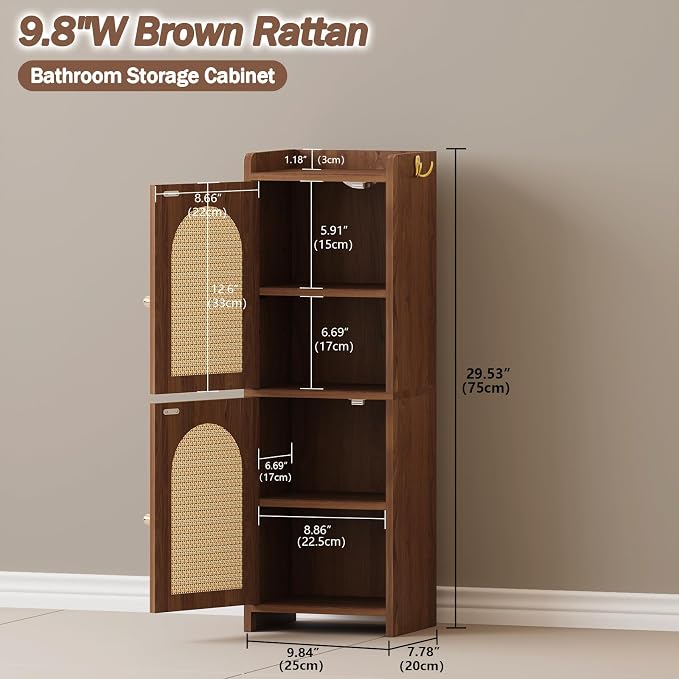 Arbuxzuy Rattan Bathroom Storage Cabinet - Image 3