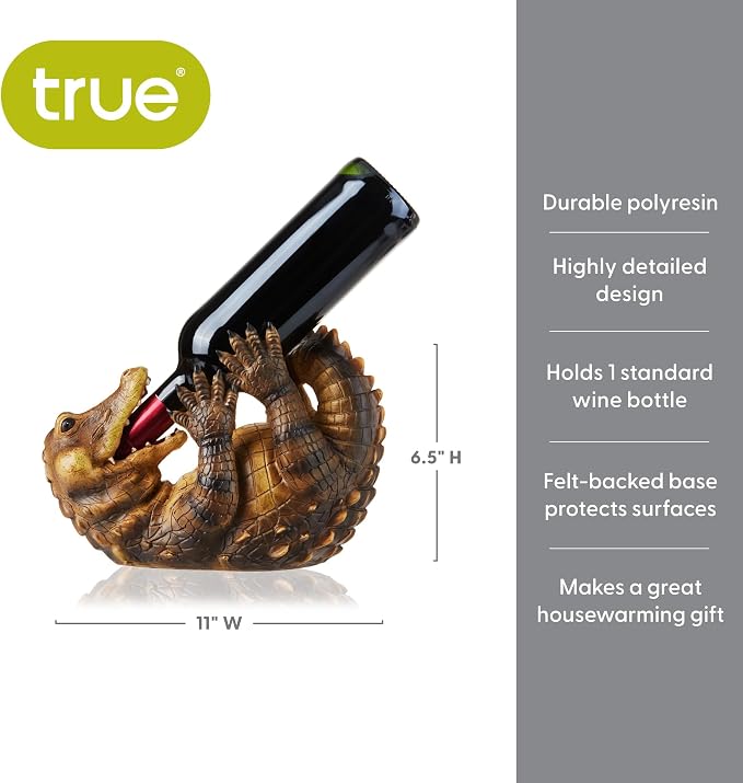 TRUE Amazing Alligator Polyresin Wine Stand Bottle Holder, Holds 1 Bottle - Image 3